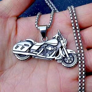 New. Stainless Steel Harley Davidson Motorcycle necklace. 22” chain